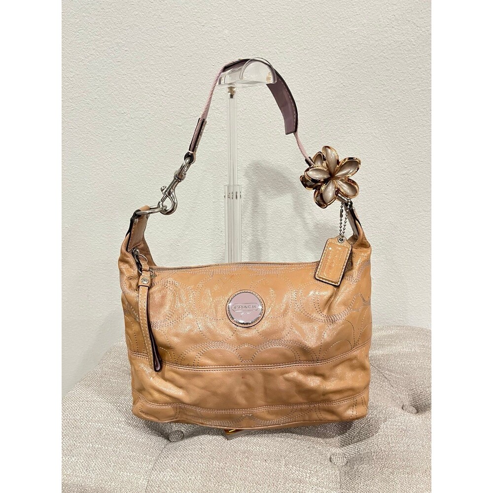 Coach Tan Patent Leather Hobo Bag